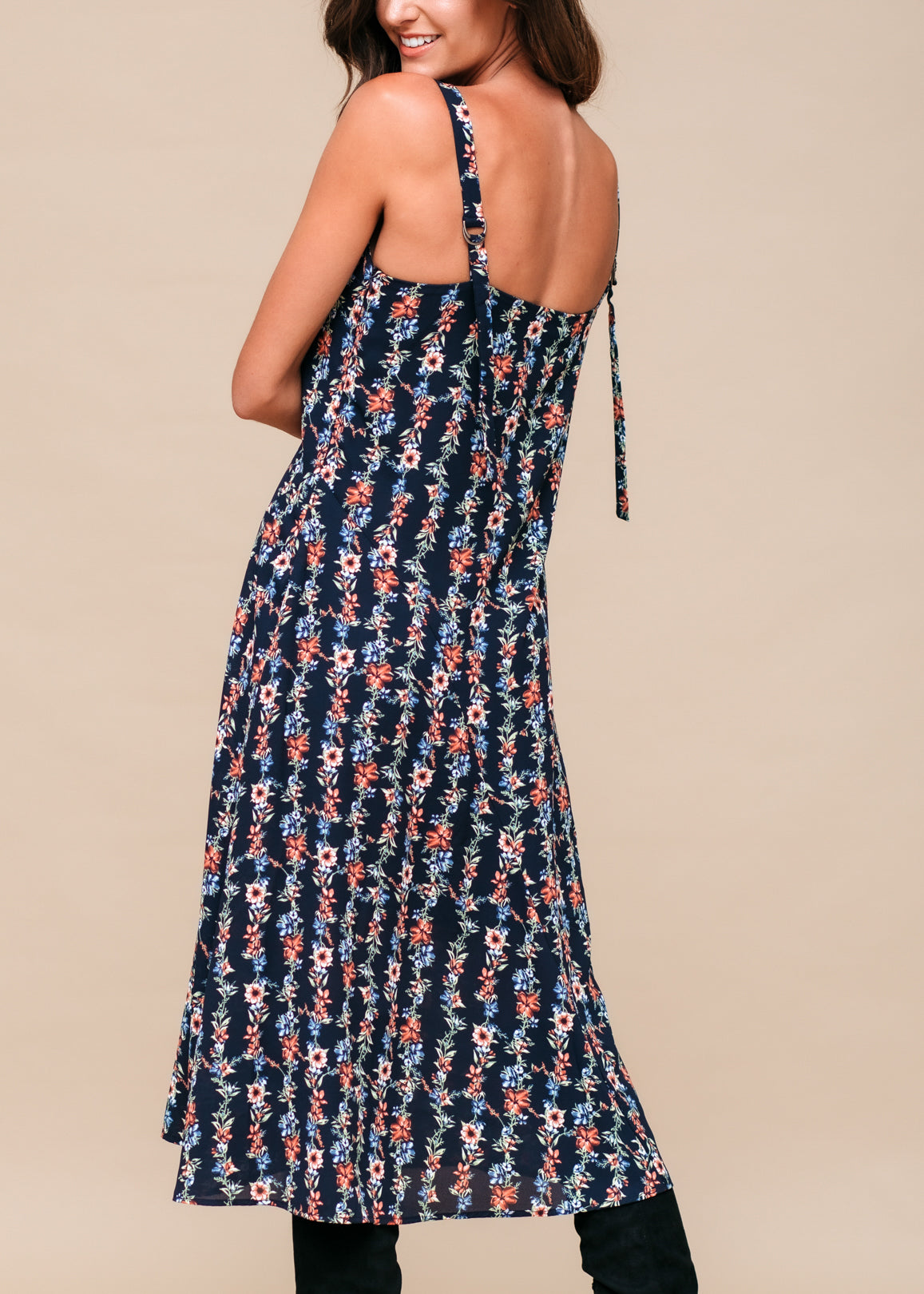 Floral V-Neck Sleeveless Maxi Dress - Fortunate Lemon Shop