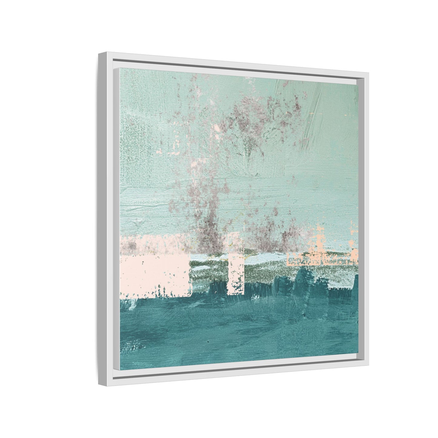 Abstract Seafoam Horizon Matte Canvas Framed Wall Art