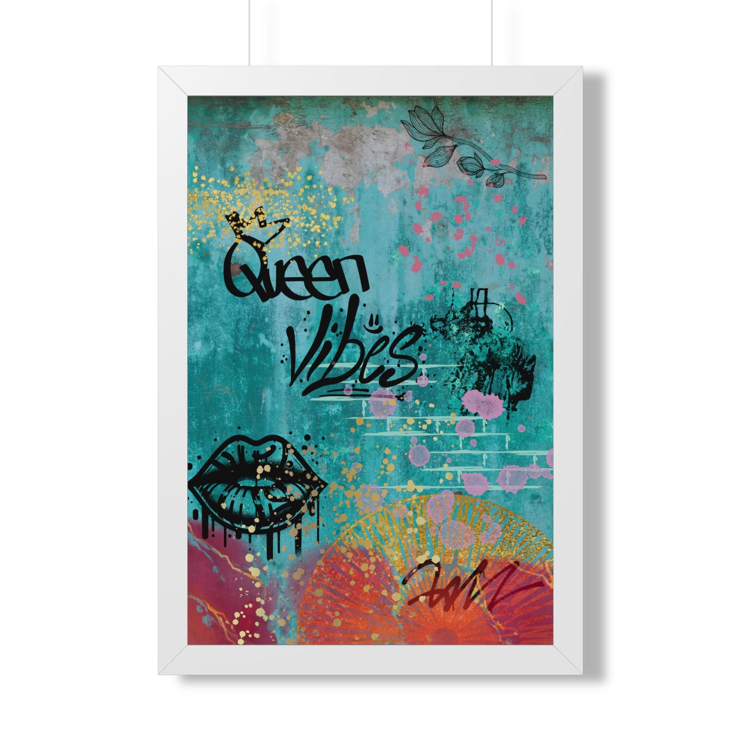 Queen Vibes Framed Poster — Urban Graffiti Wall Art, Feminine Inspirational Print - Fortunate Lemon Shop