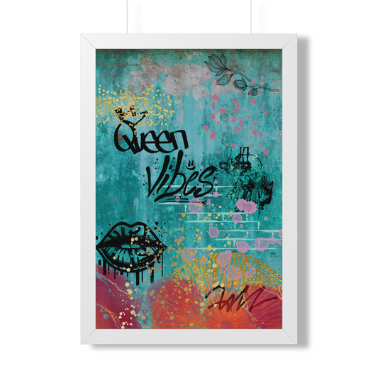 Queen Vibes Framed Poster — Urban Graffiti Wall Art, Feminine Inspirational Print - Fortunate Lemon Shop