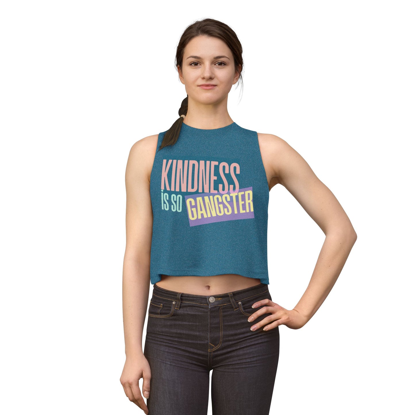 Kindness Is So Gangster Crop Top — Bold Positive Graphic Women's Tank - Fortunate Lemon Shop