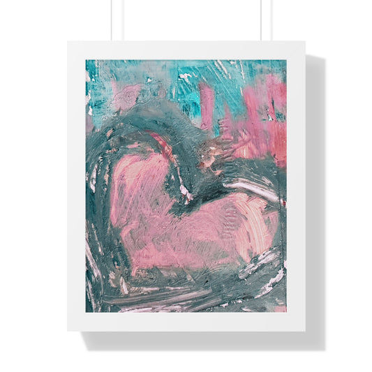 Abstract Heart Framed Vertical Poster — Bold Modern Wall Art