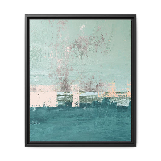Abstract Seafoam Horizon Matte Canvas Framed Wall Art
