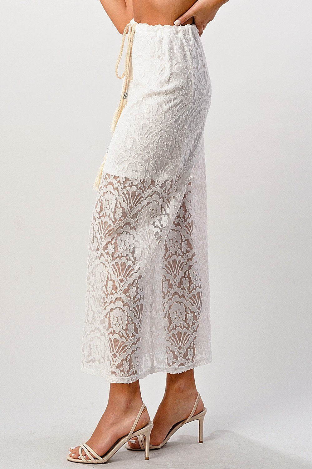 Lace Maxi Skirt With Cotton-Core Bow - Fortunate Lemon Shop