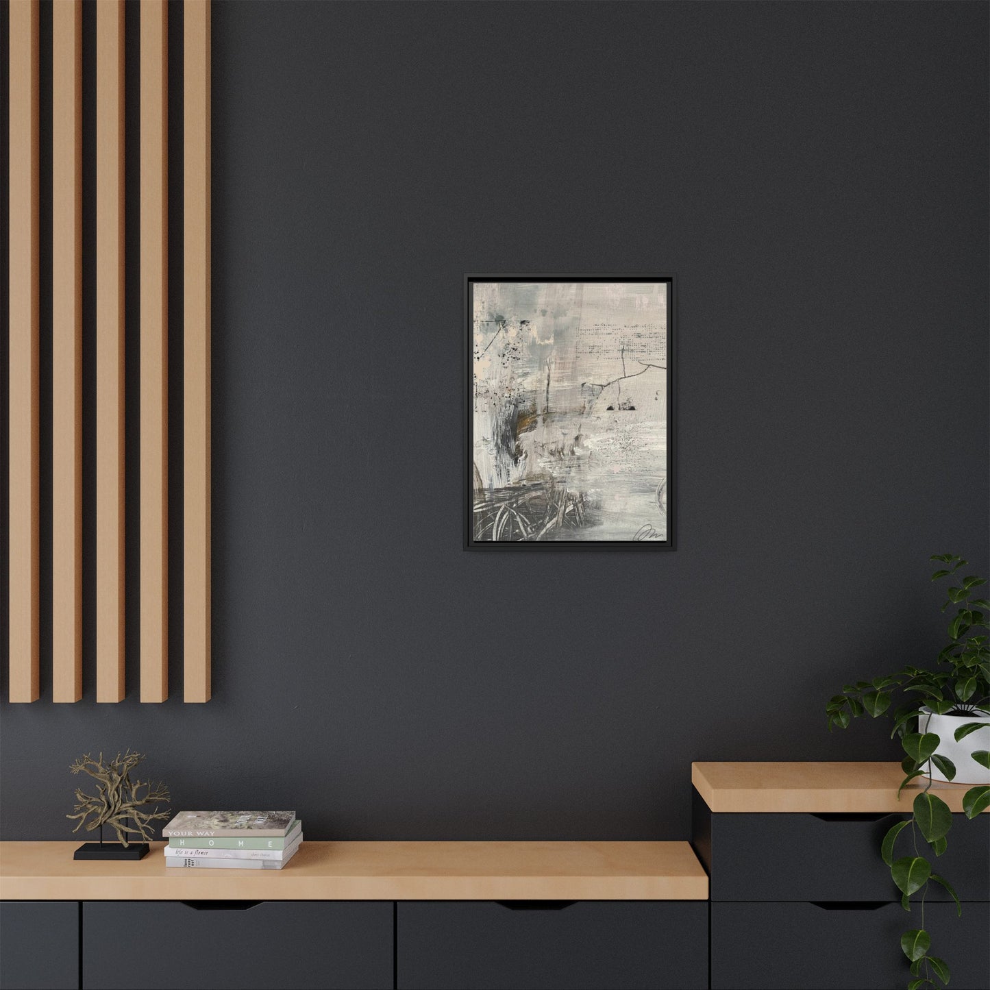 Framed Abstract Canvas Art — Neutral Pastel Modern Wall Decor - Fortunate Lemon Shop