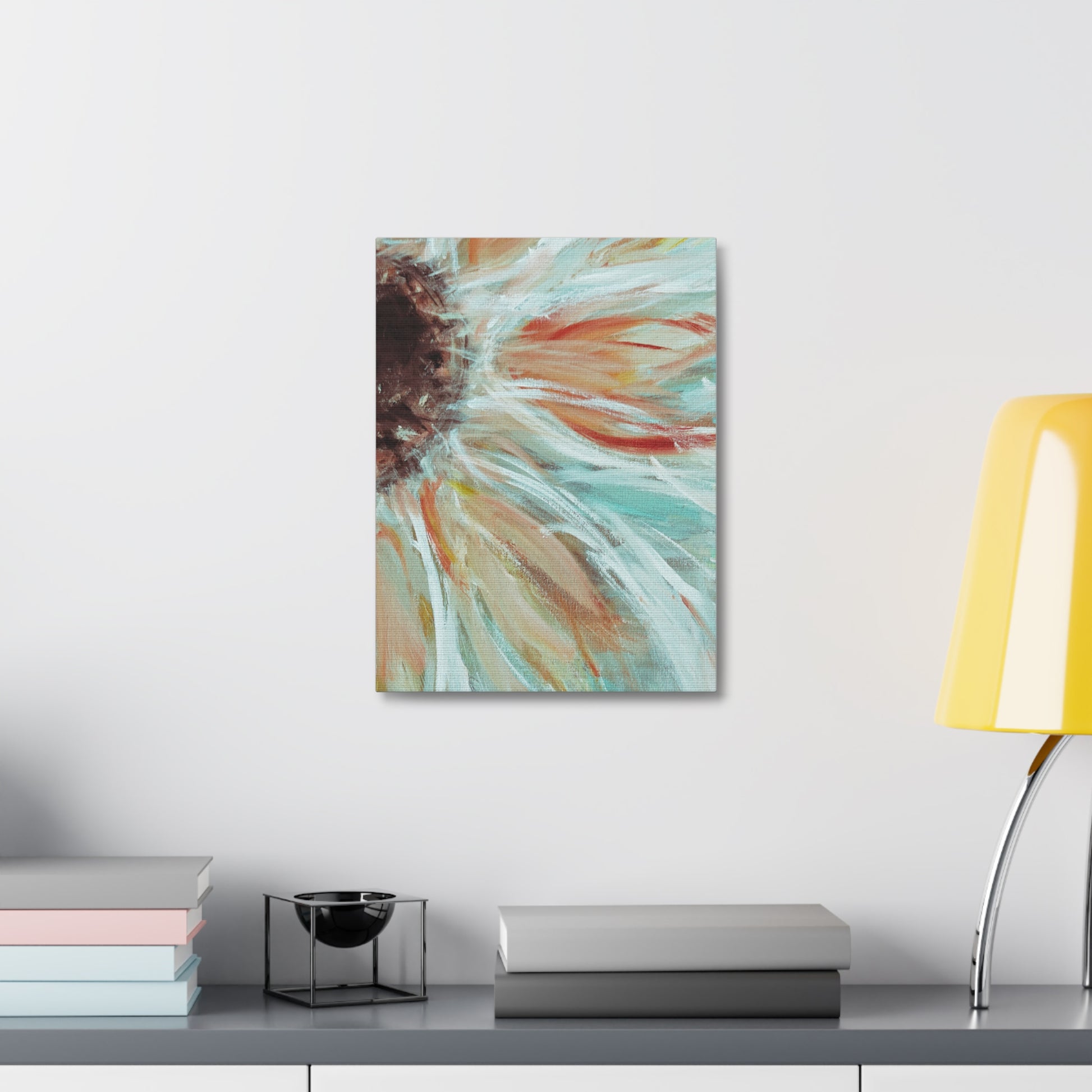 Abstract Sunflower Stretched Canvas Wall Art — Boho Floral Home Decor - Fortunate Lemon Shop