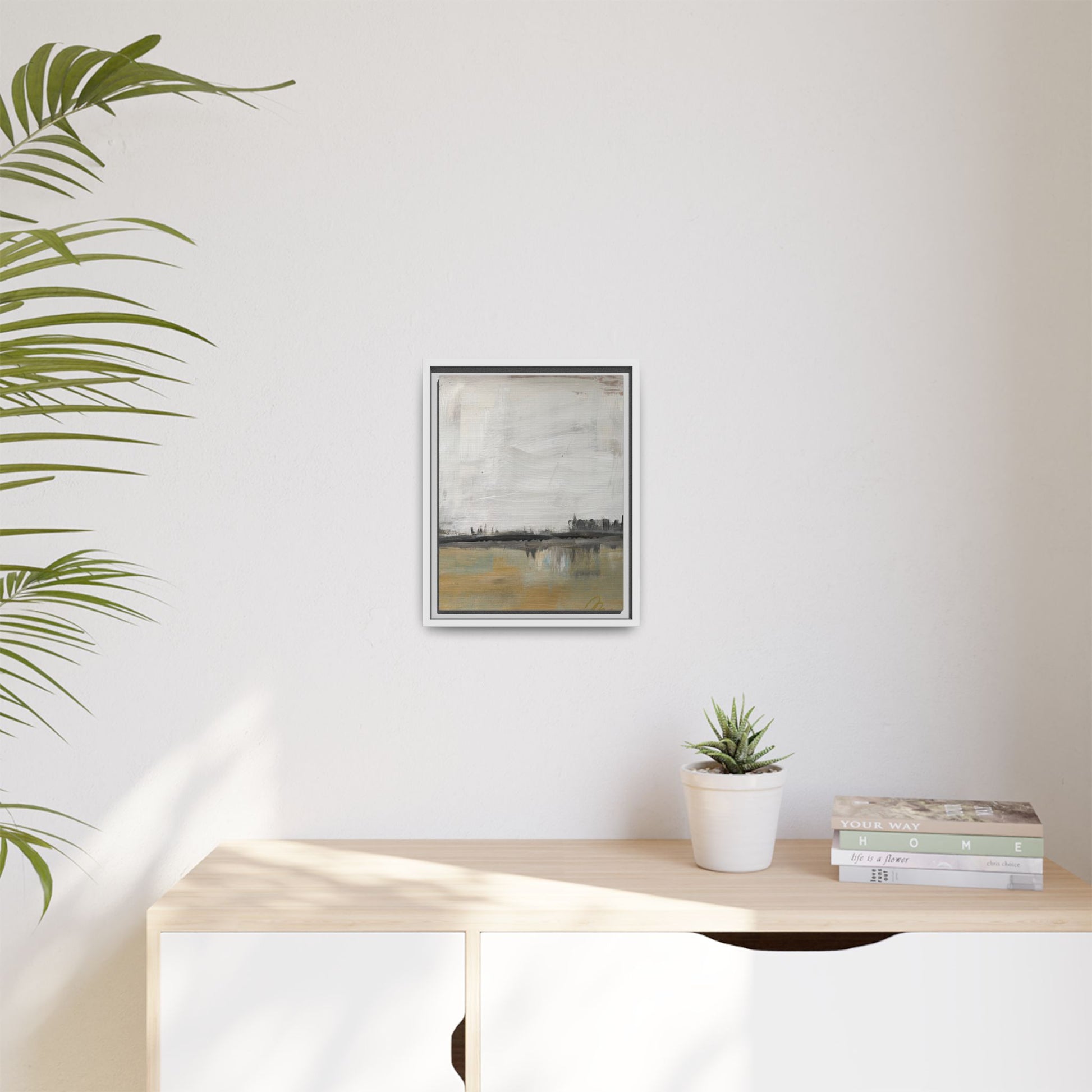 Urban Reflection Landscape Canvas Art – Neutral Coastal Horizon - Fortunate Lemon Shop
