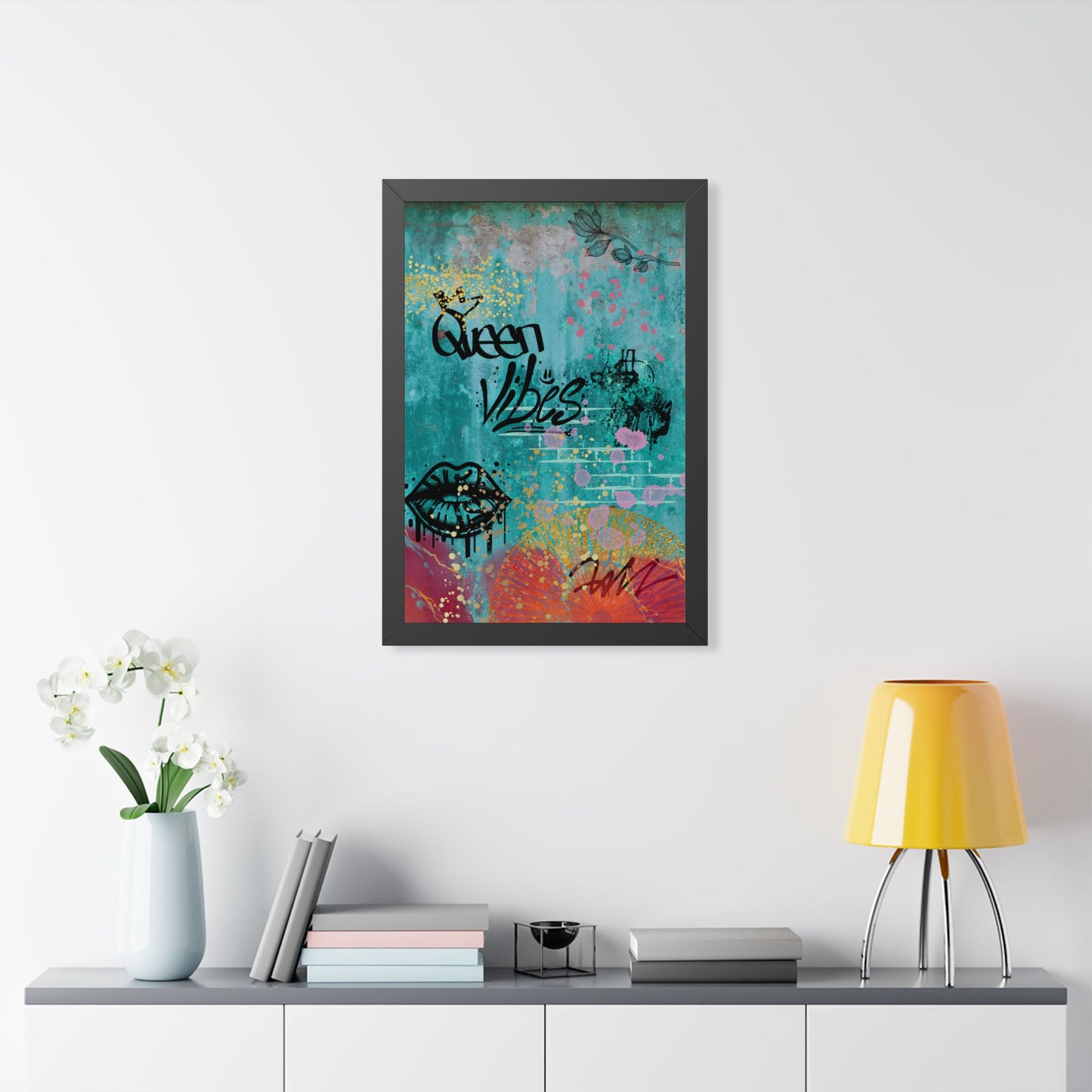 Queen Vibes Framed Poster — Urban Graffiti Wall Art, Feminine Inspirational Print - Fortunate Lemon Shop
