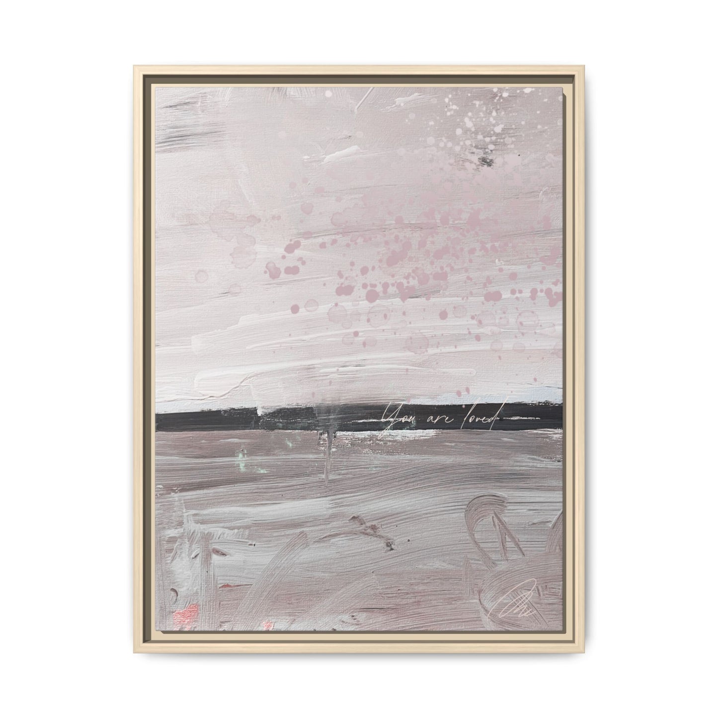 Framed Matte Canvas Art — Soft Abstract Pink "I Am Loved" Print - Fortunate Lemon Shop