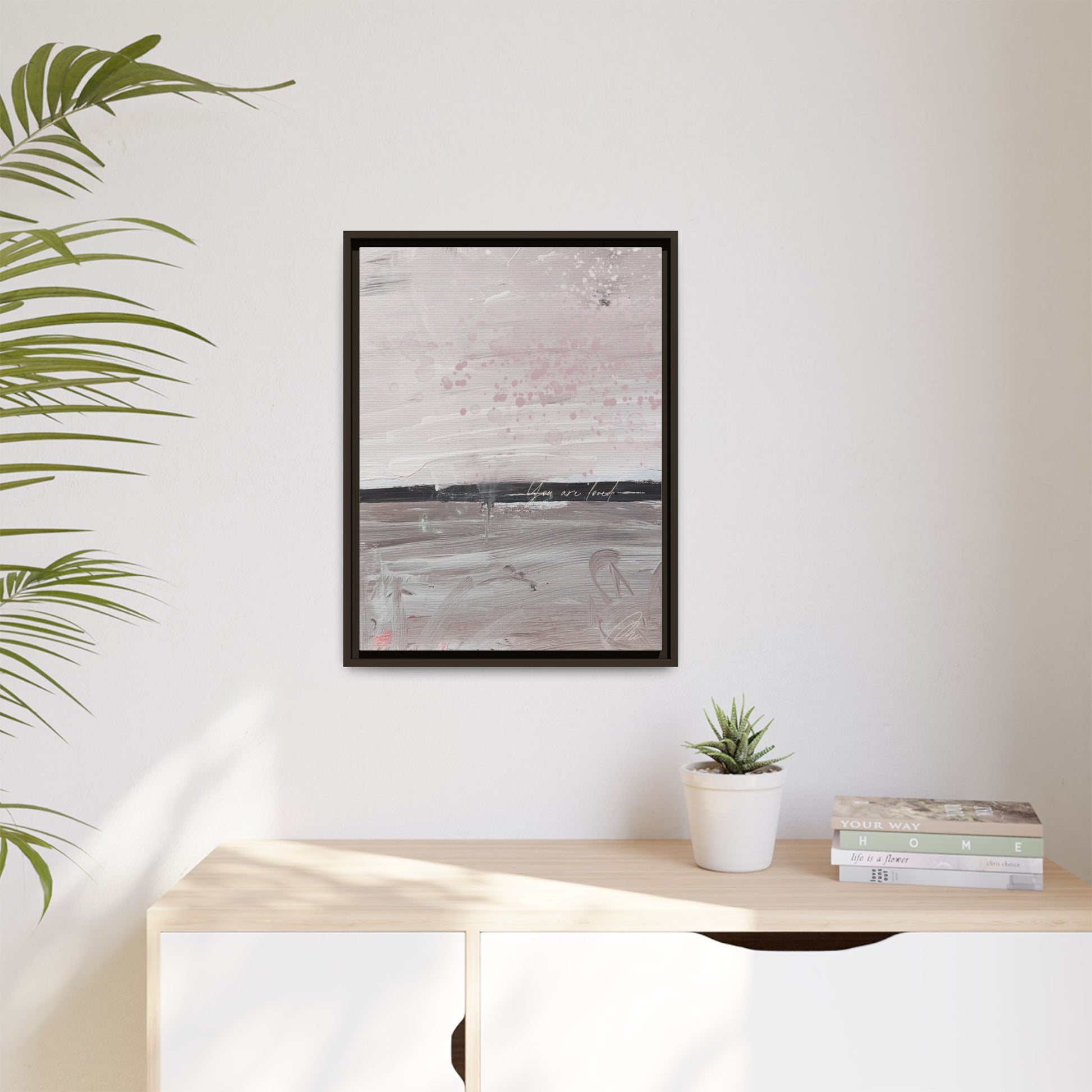 Framed Matte Canvas Art — Soft Abstract Pink "I Am Loved" Print - Fortunate Lemon Shop