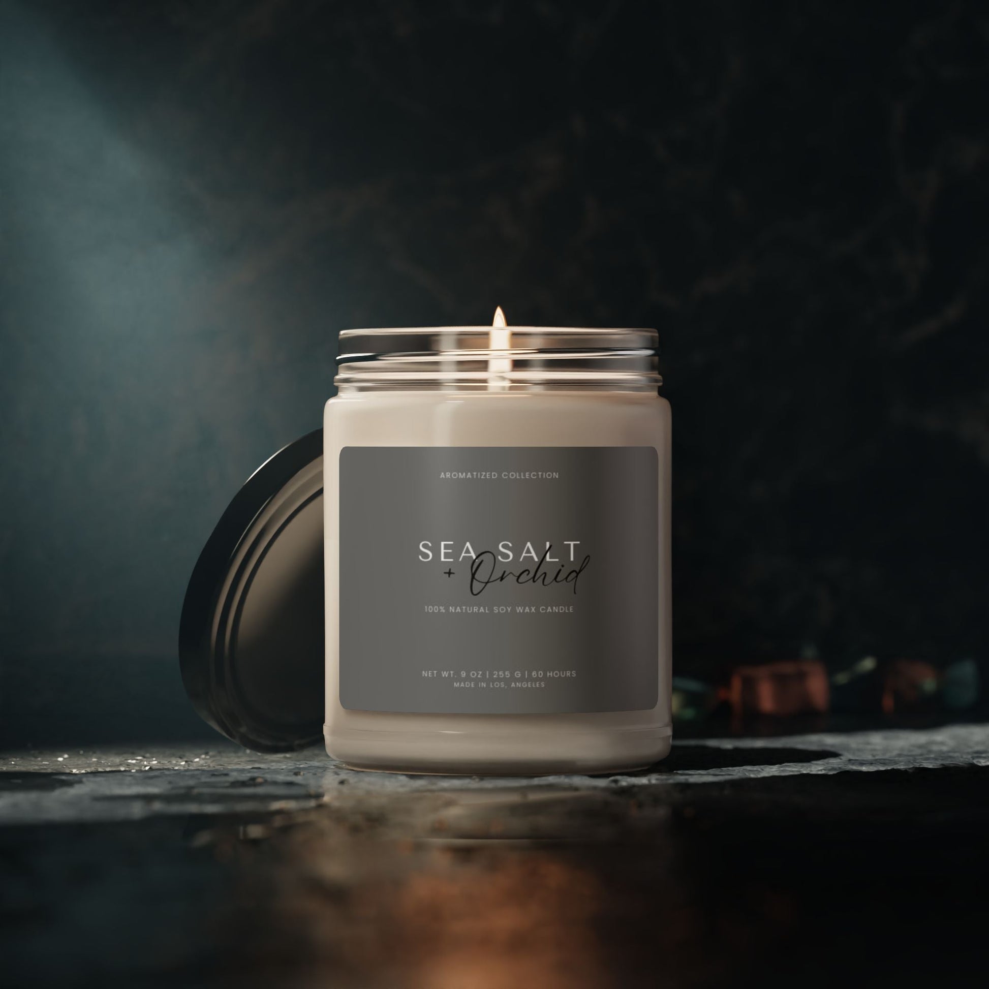 Orchid Sea Salt Scented Candle - Aromatic Relaxation, Home Decor Gift, - Fortunate Lemon Shop
