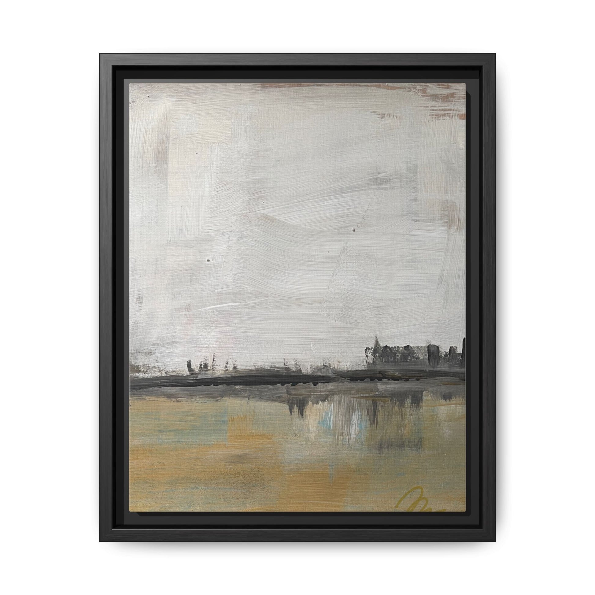 Urban Reflection Landscape Canvas Art – Neutral Coastal Horizon - Fortunate Lemon Shop