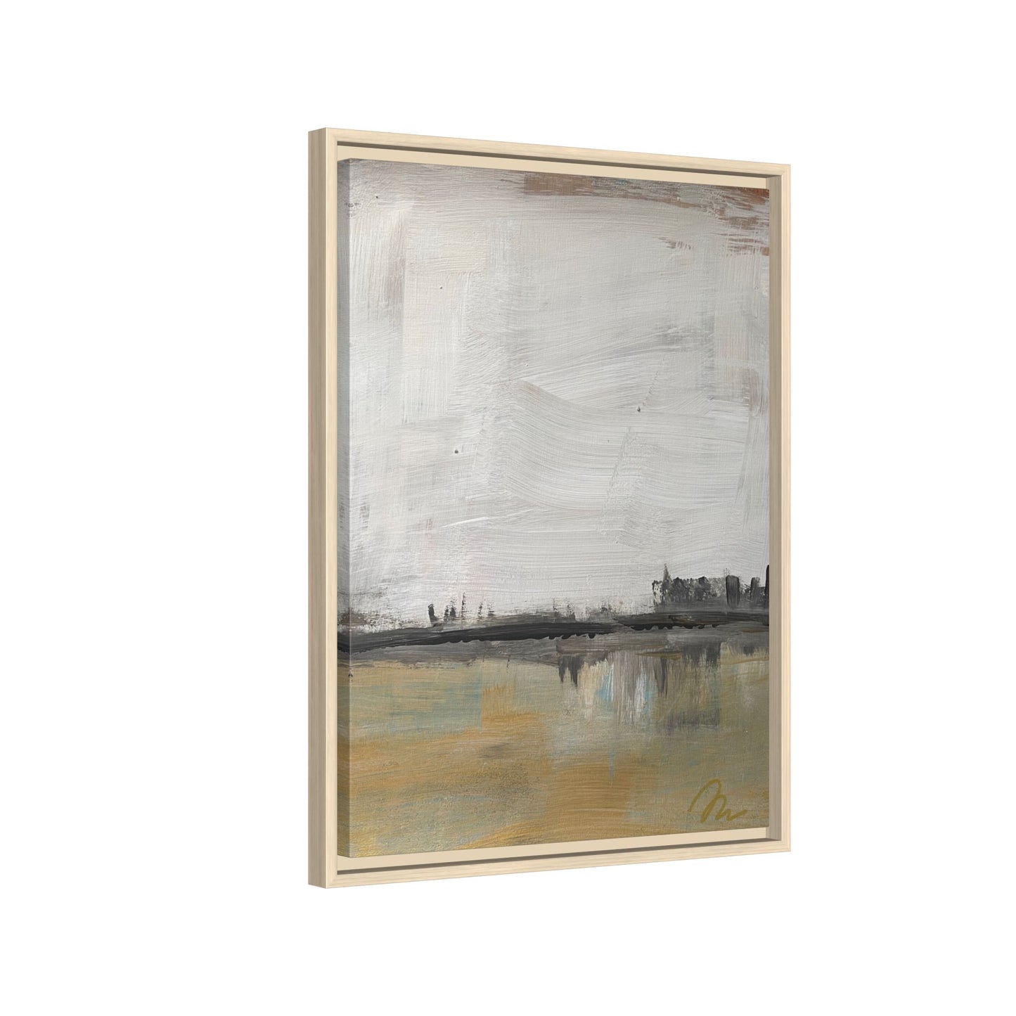 Urban Reflection Landscape Canvas Art – Neutral Coastal Horizon - Fortunate Lemon Shop