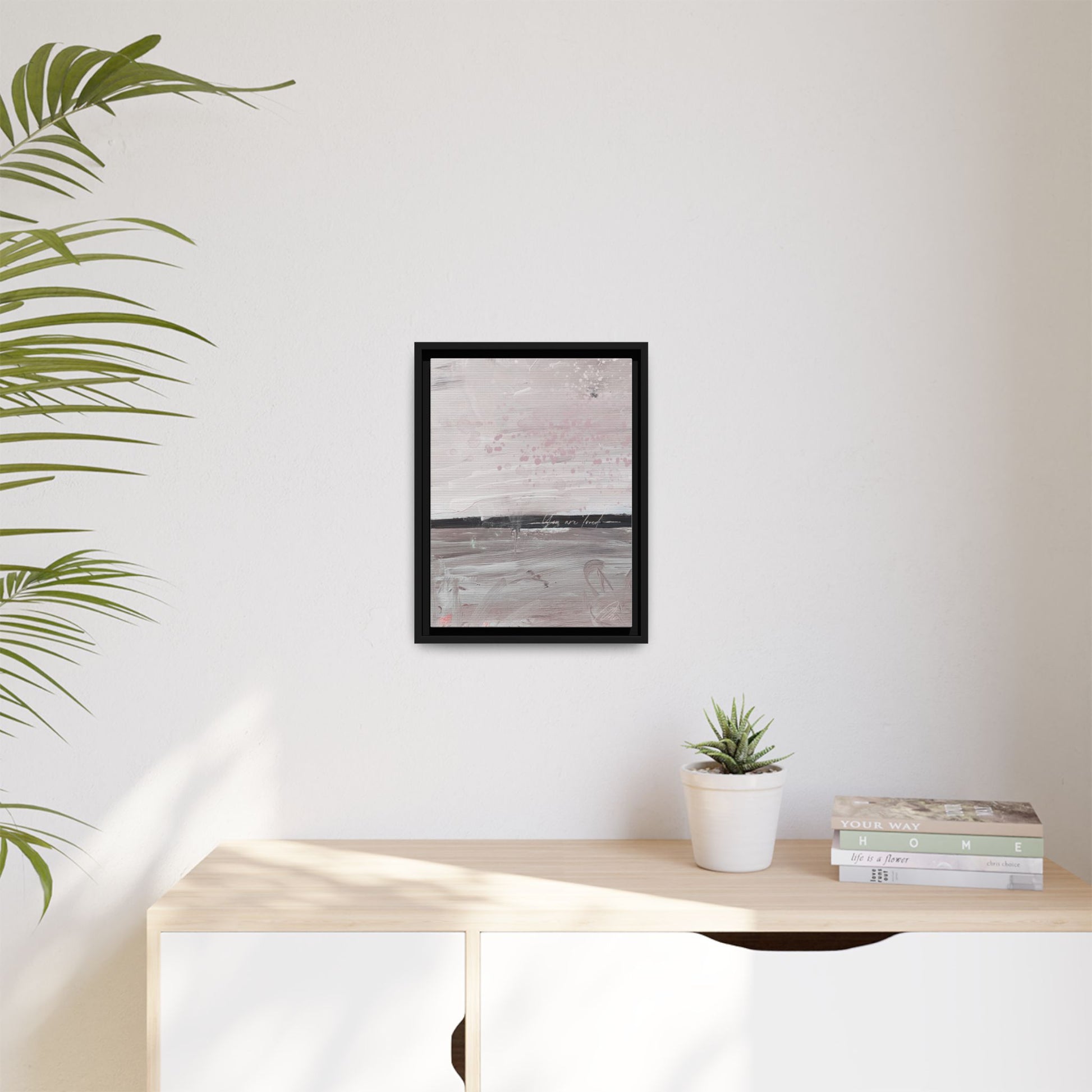 Framed Matte Canvas Art — Soft Abstract Pink "I Am Loved" Print - Fortunate Lemon Shop