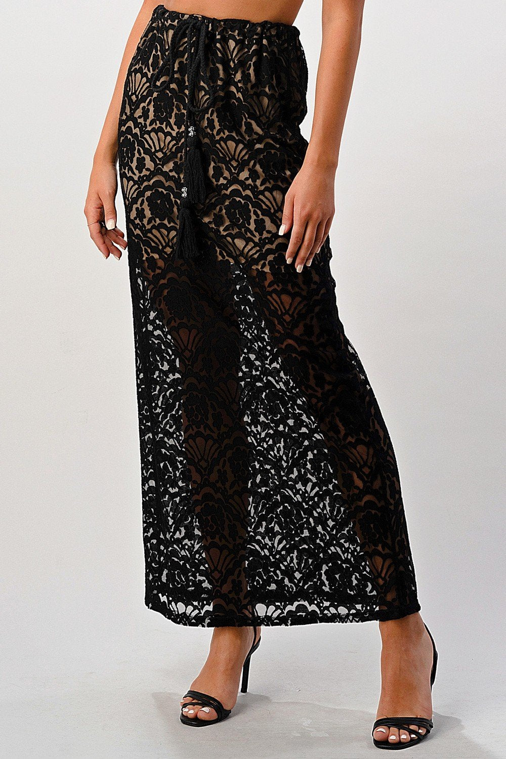 Lace Maxi Skirt With Cotton-Core Bow - Fortunate Lemon Shop