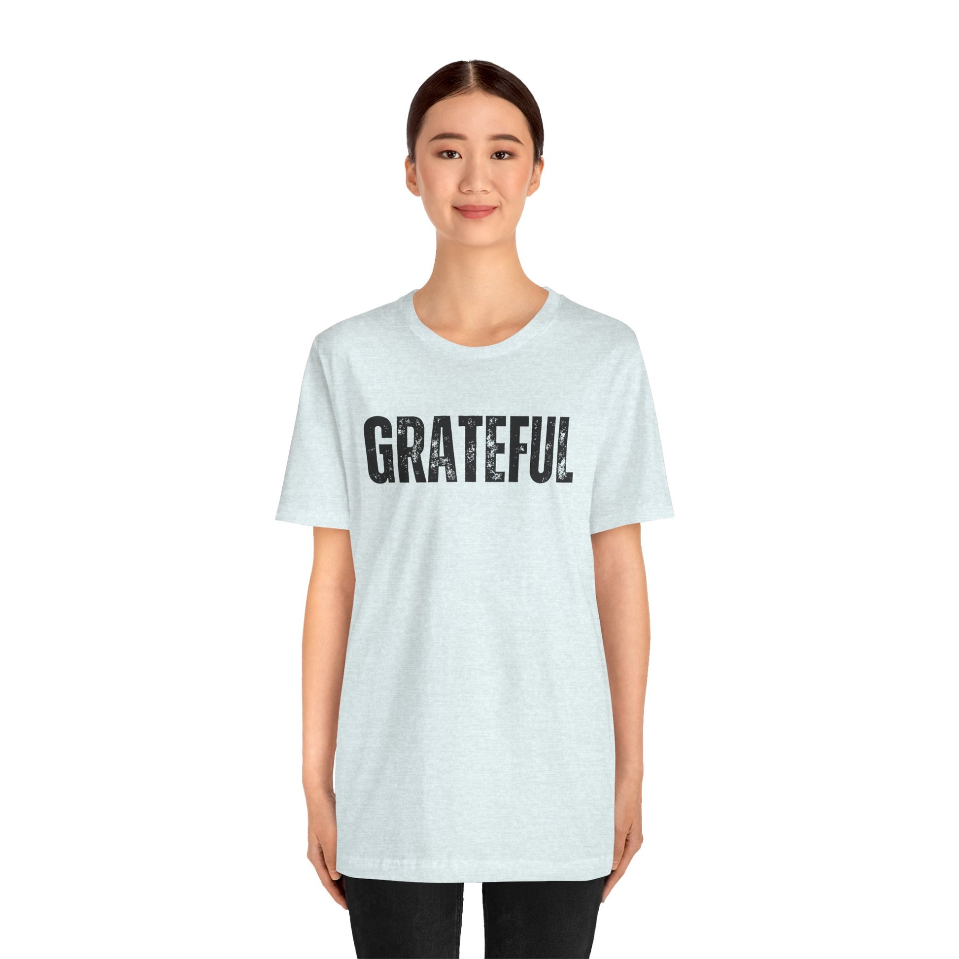 Grateful Graphic Tee – Vintage Distressed 'GRATEFUL' Short Sleeve Shirt - Fortunate Lemon Shop