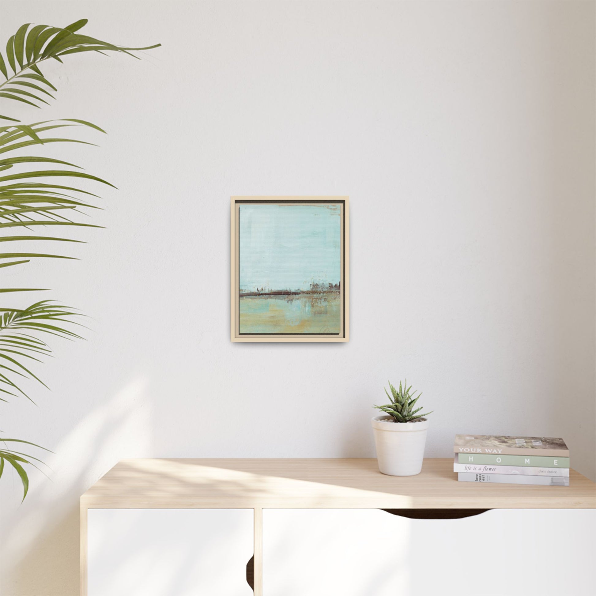 Coastal Serenity Abstract Canvas Print — Framed Matte Wall Art - Fortunate Lemon Shop