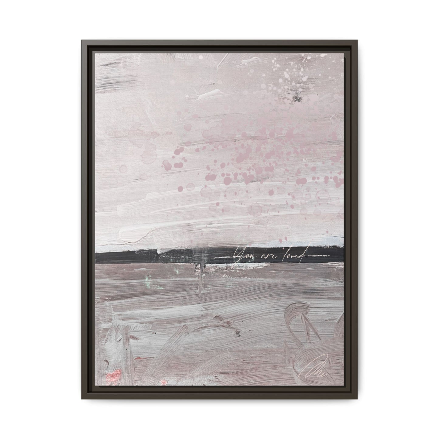 Framed Matte Canvas Art — Soft Abstract Pink "I Am Loved" Print - Fortunate Lemon Shop
