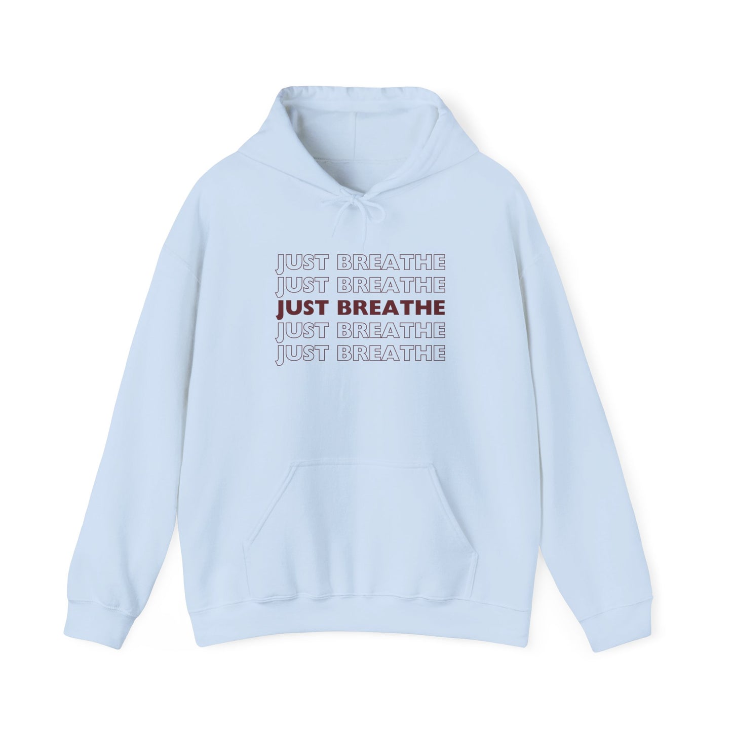 Just Breathe Hoodie – Minimal Motivational Pullover with ‘Just Breathe’ Text & Script Back Logo - Fortunate Lemon Shop