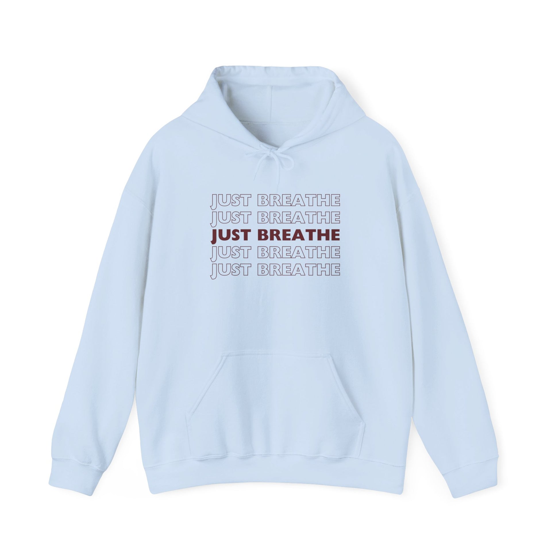 Just Breathe Hoodie – Minimal Motivational Pullover with ‘Just Breathe’ Text & Script Back Logo - Fortunate Lemon Shop