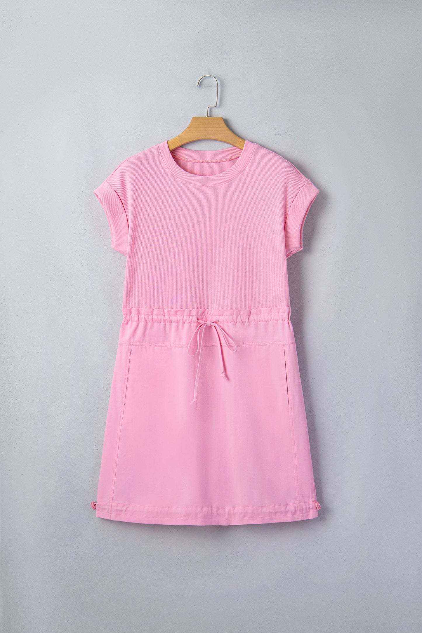 Knit Patchwork Drawstring Mini Dress - Fortunate Lemon Shop