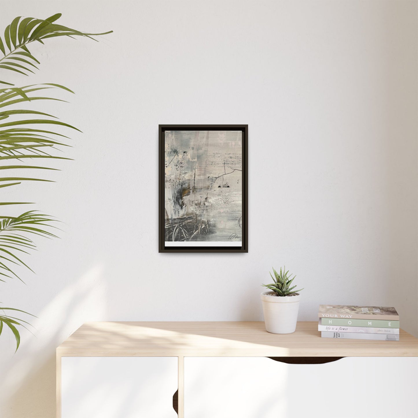 Framed Abstract Canvas Art — Neutral Pastel Modern Wall Decor - Fortunate Lemon Shop
