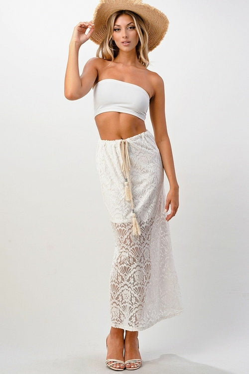 Lace Maxi Skirt With Cotton-Core Bow - Fortunate Lemon Shop