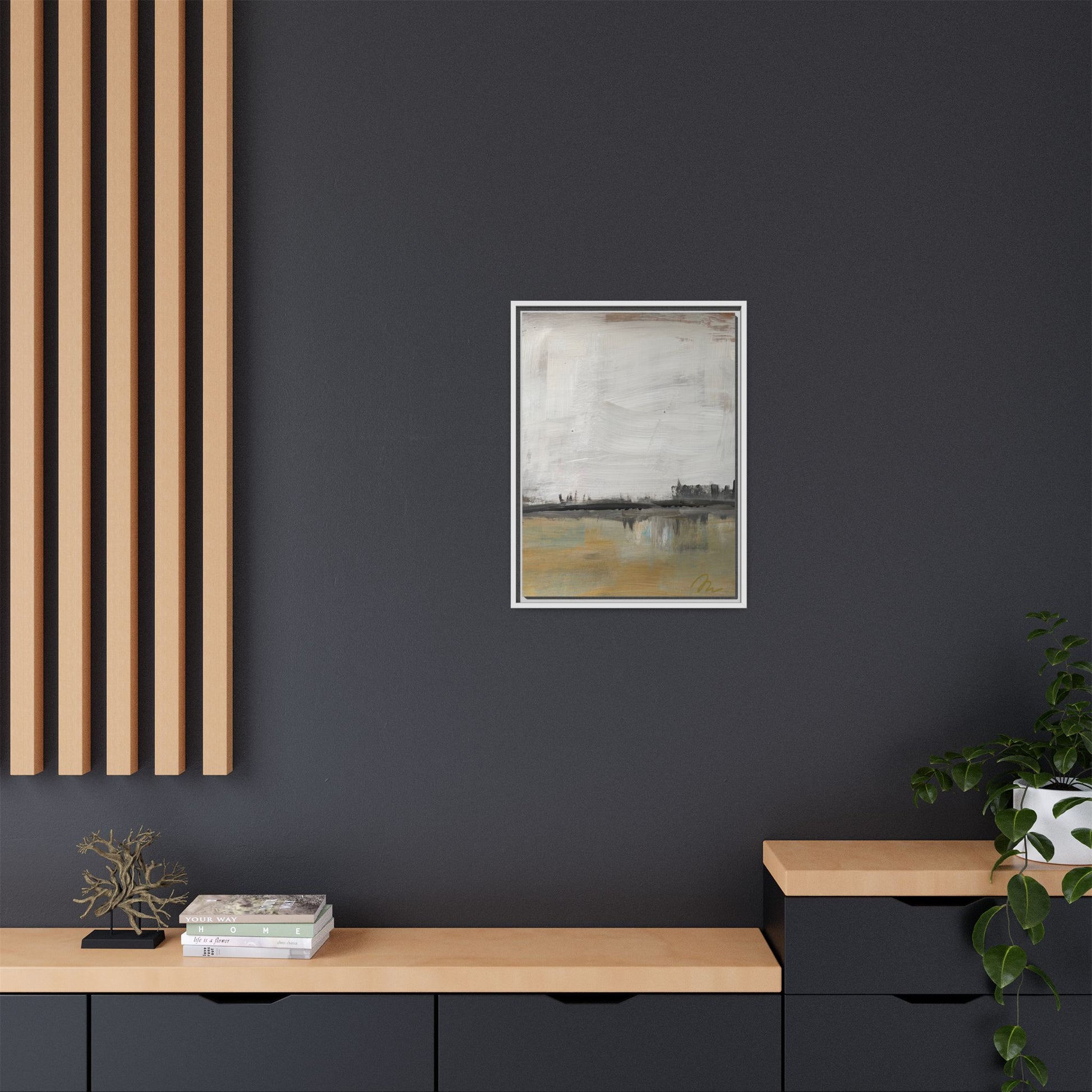 Urban Reflection Landscape Canvas Art – Neutral Coastal Horizon - Fortunate Lemon Shop