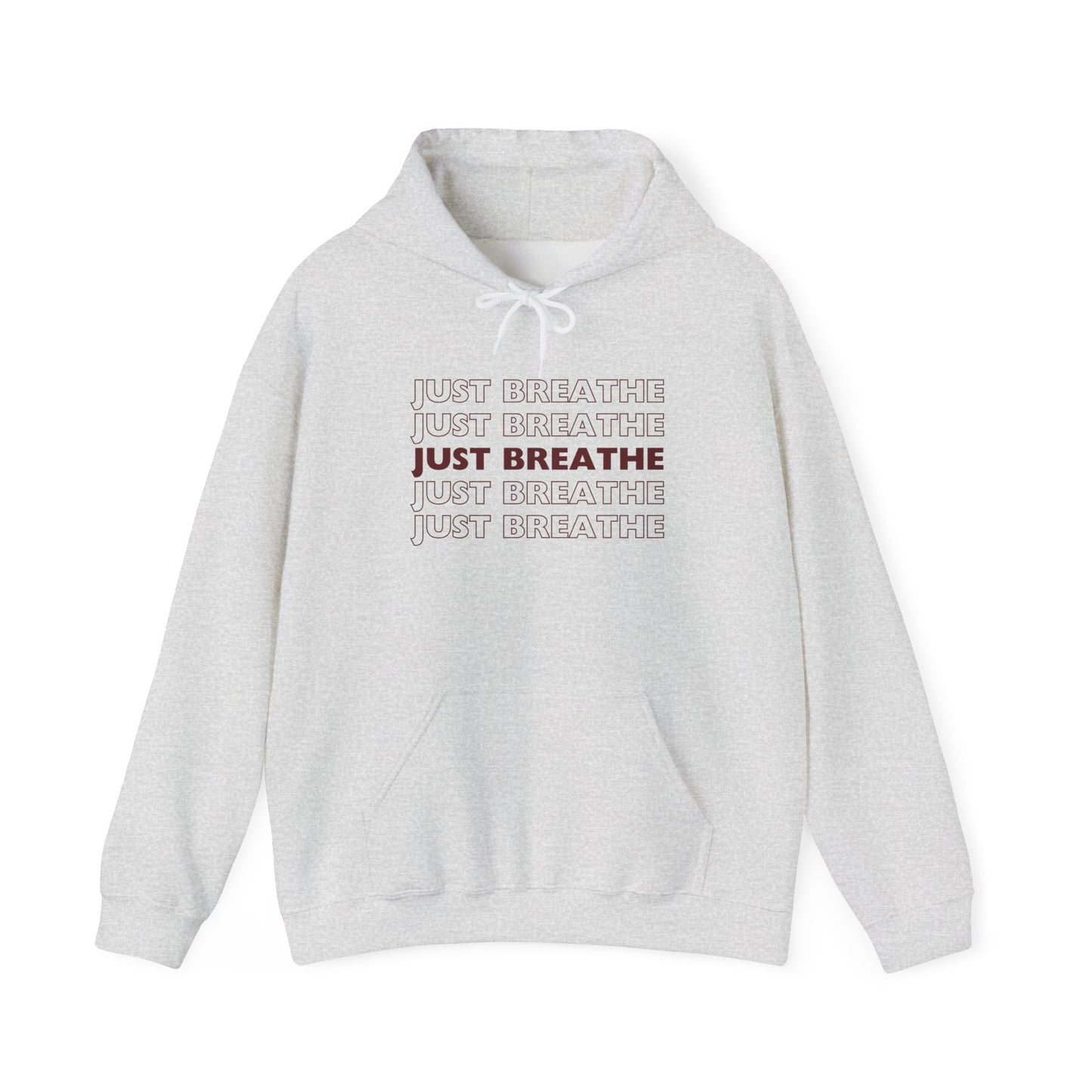 Just Breathe Hoodie – Minimal Motivational Pullover with ‘Just Breathe’ Text & Script Back Logo - Fortunate Lemon Shop