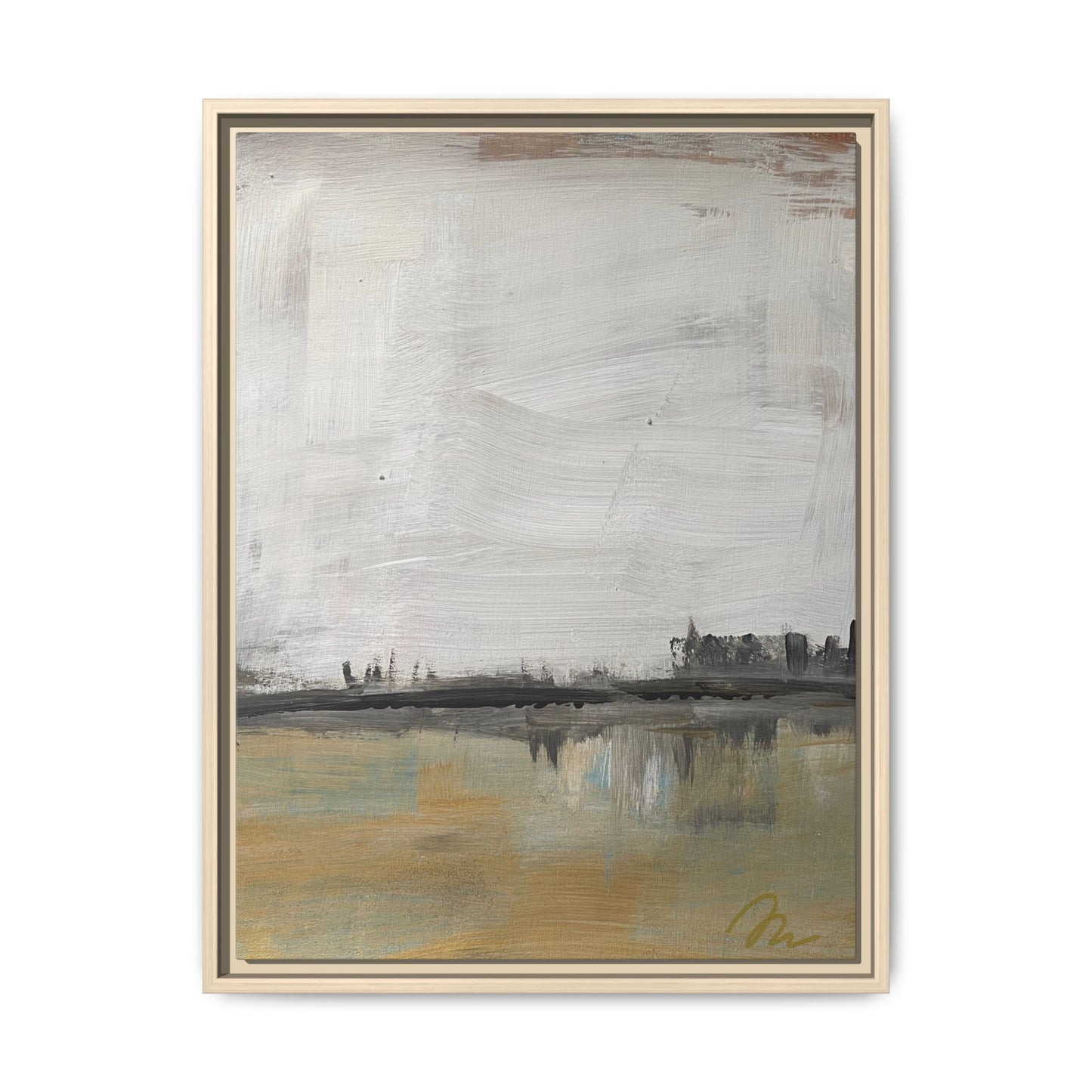 Urban Reflection Landscape Canvas Art – Neutral Coastal Horizon - Fortunate Lemon Shop