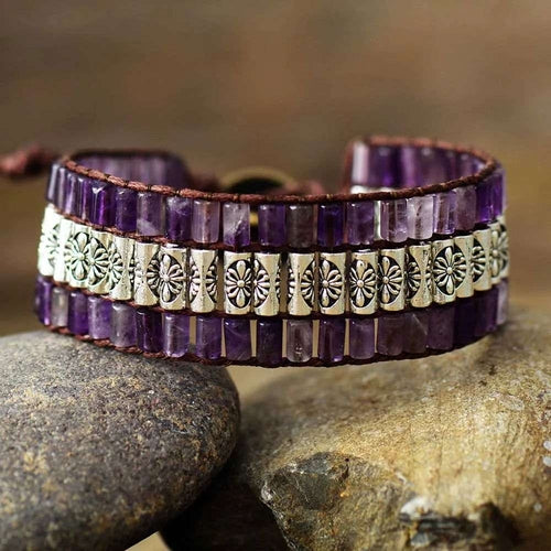 Amethyst Antique Statement Wristband Bracelet Default Title