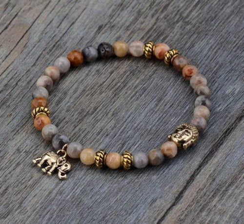 Elephant & Buddha Meditation Charm Bracelet Earth