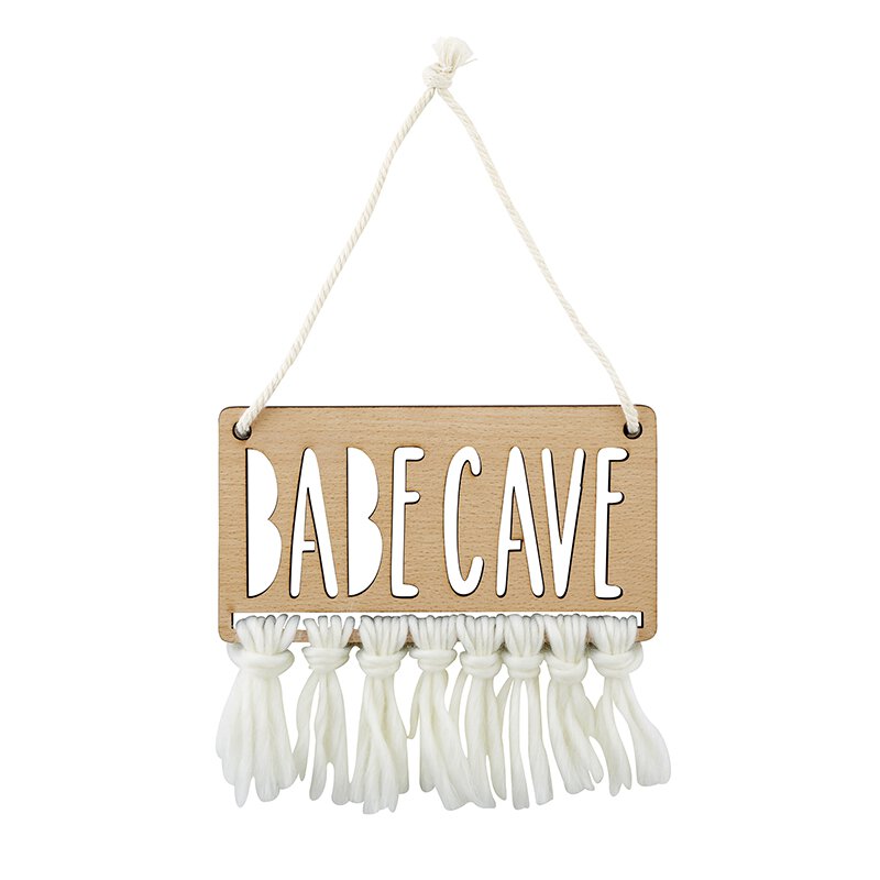 Babe Cave Wood Door Sign | Natural Beech Wood Room Decor - Fortunate Lemon Shop