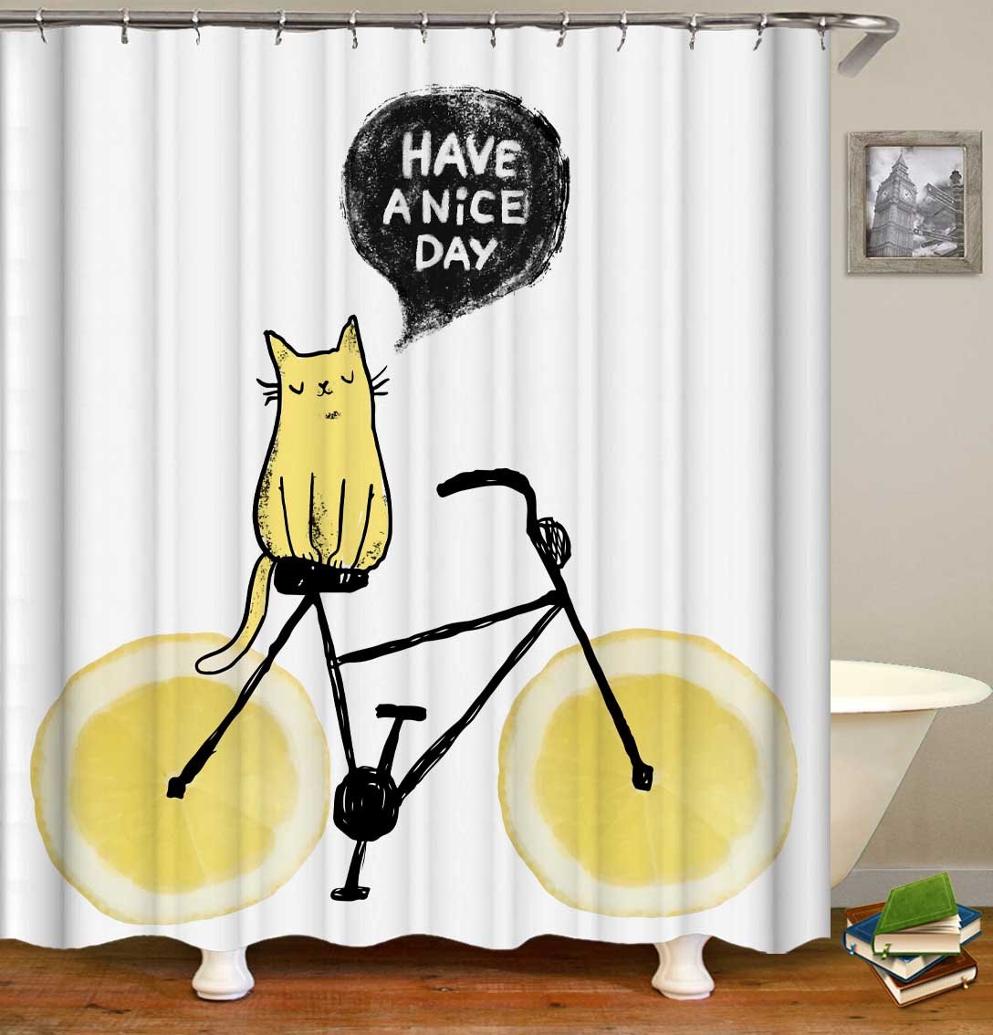 Lemon Bicycle Shower Curtain - Fortunate Lemon Shop