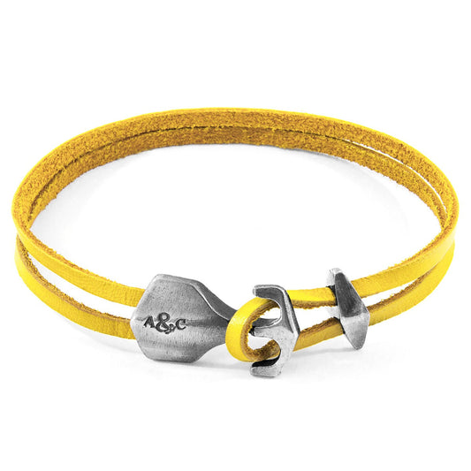 Mustard Yellow Delta Silver & Leather Bracelet - Fortunate Lemon Shop