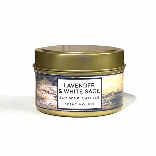 Lavender + White Sage Aromatherapy Scented Soy Wax Candle 4oz