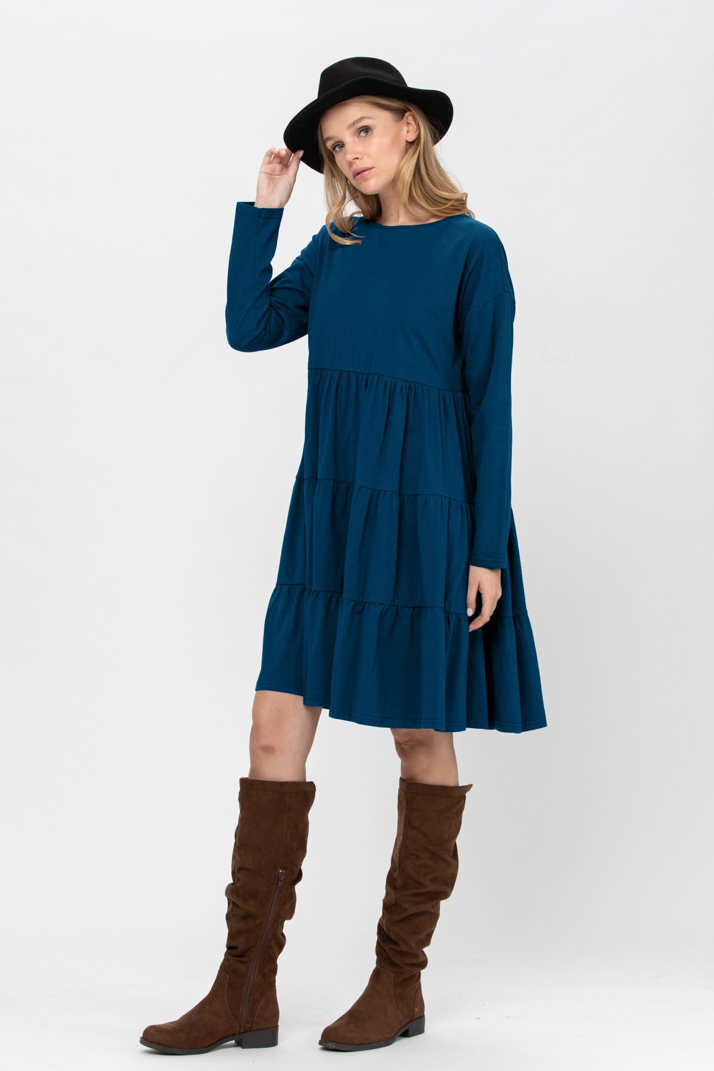 Long Sleeve 3 Tiered Mini Dress - Fortunate Lemon Shop