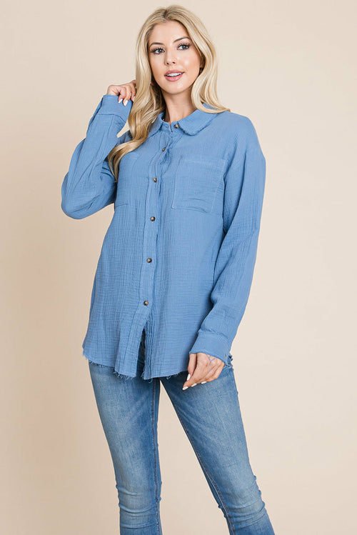 Textured Cotton Gauze Blouse