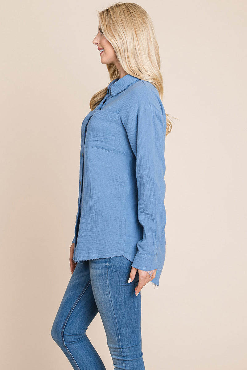 Textured Cotton Gauze Blouse - Fortunate Lemon Shop