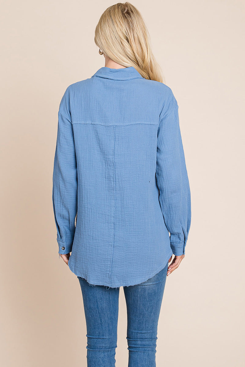 Textured Cotton Gauze Blouse - Fortunate Lemon Shop