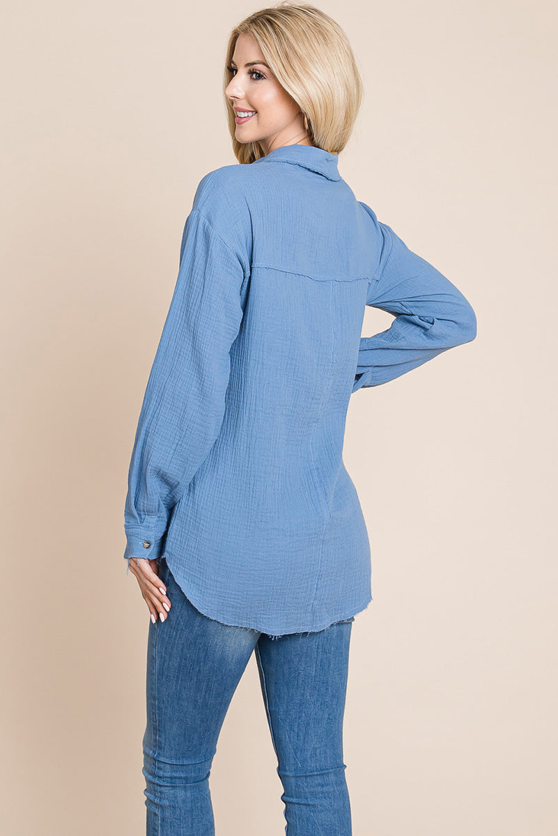 Textured Cotton Gauze Blouse - Fortunate Lemon Shop