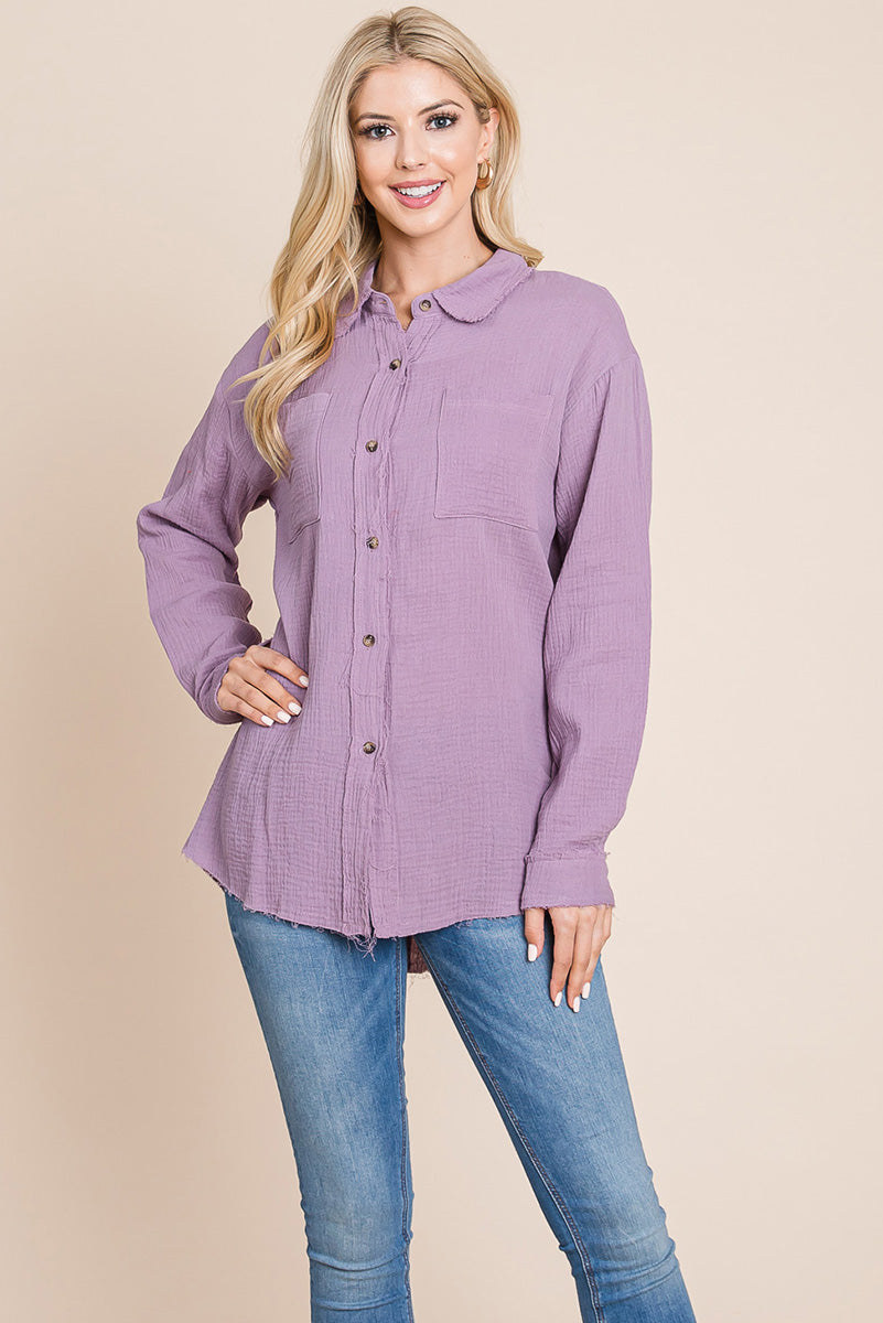 Textured Cotton Gauze Blouse - Fortunate Lemon Shop