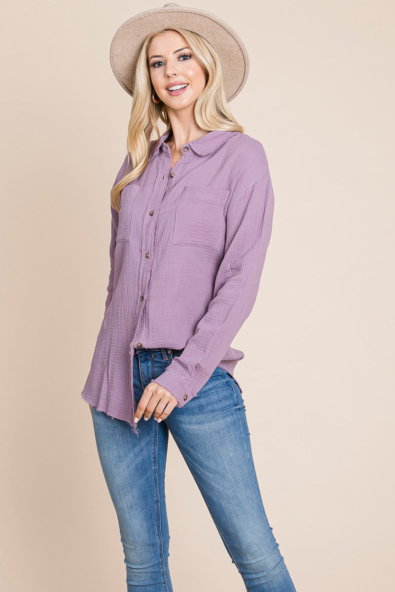 Textured Cotton Gauze Blouse - Fortunate Lemon Shop