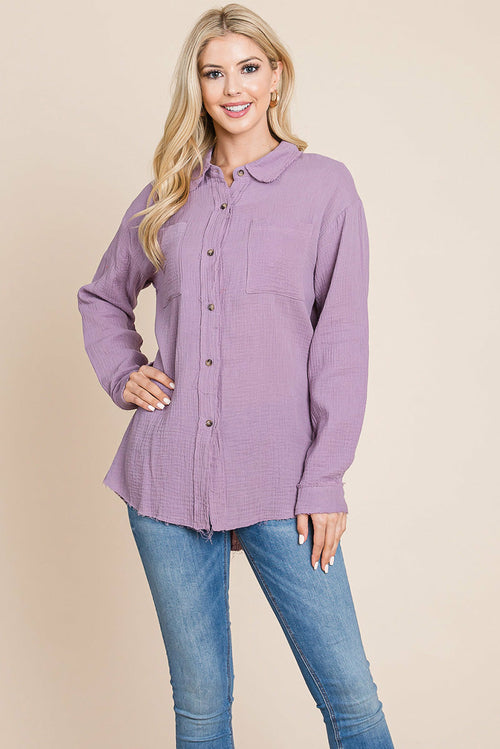 Textured Cotton Gauze Blouse