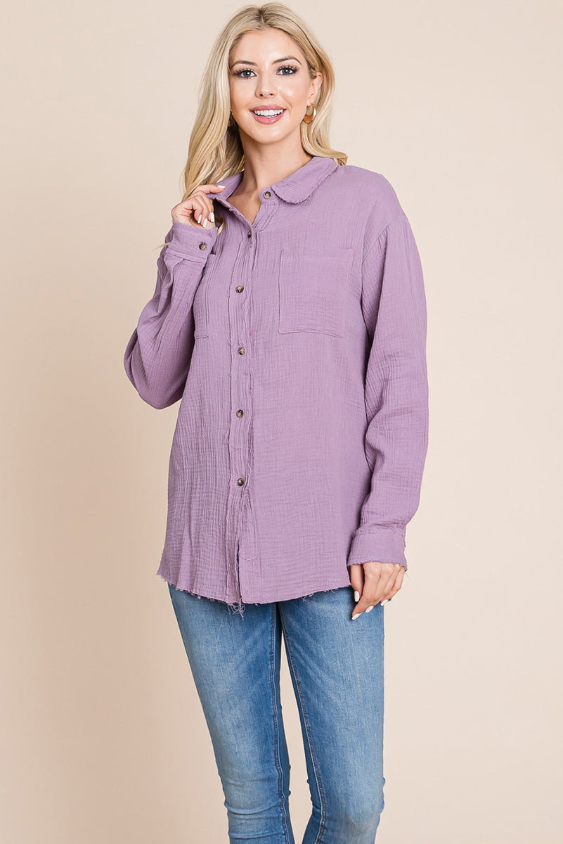 Textured Cotton Gauze Blouse - Fortunate Lemon Shop