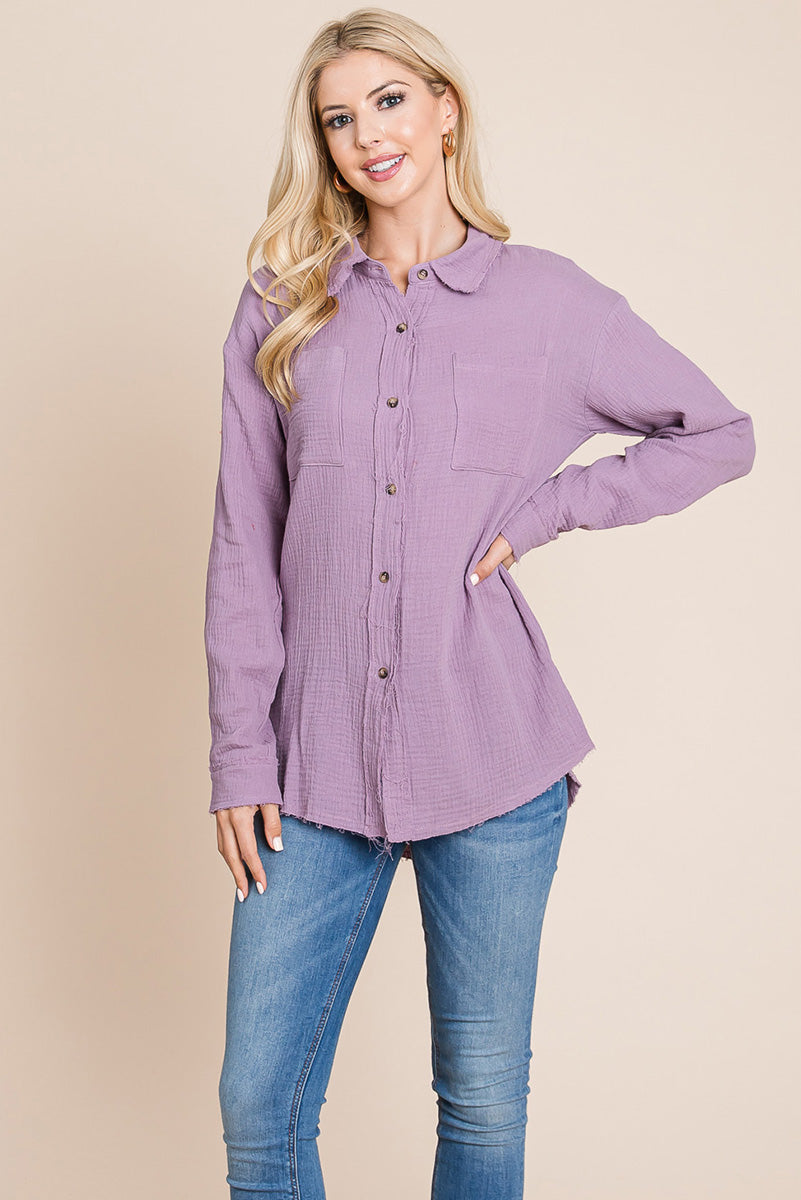 Textured Cotton Gauze Blouse - Fortunate Lemon Shop