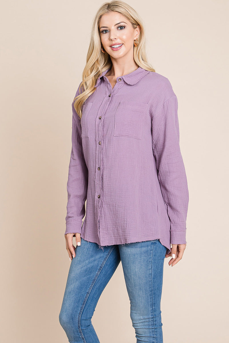 Textured Cotton Gauze Blouse - Fortunate Lemon Shop