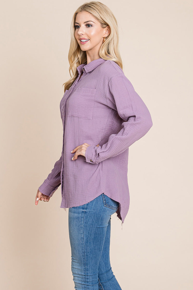 Textured Cotton Gauze Blouse - Fortunate Lemon Shop