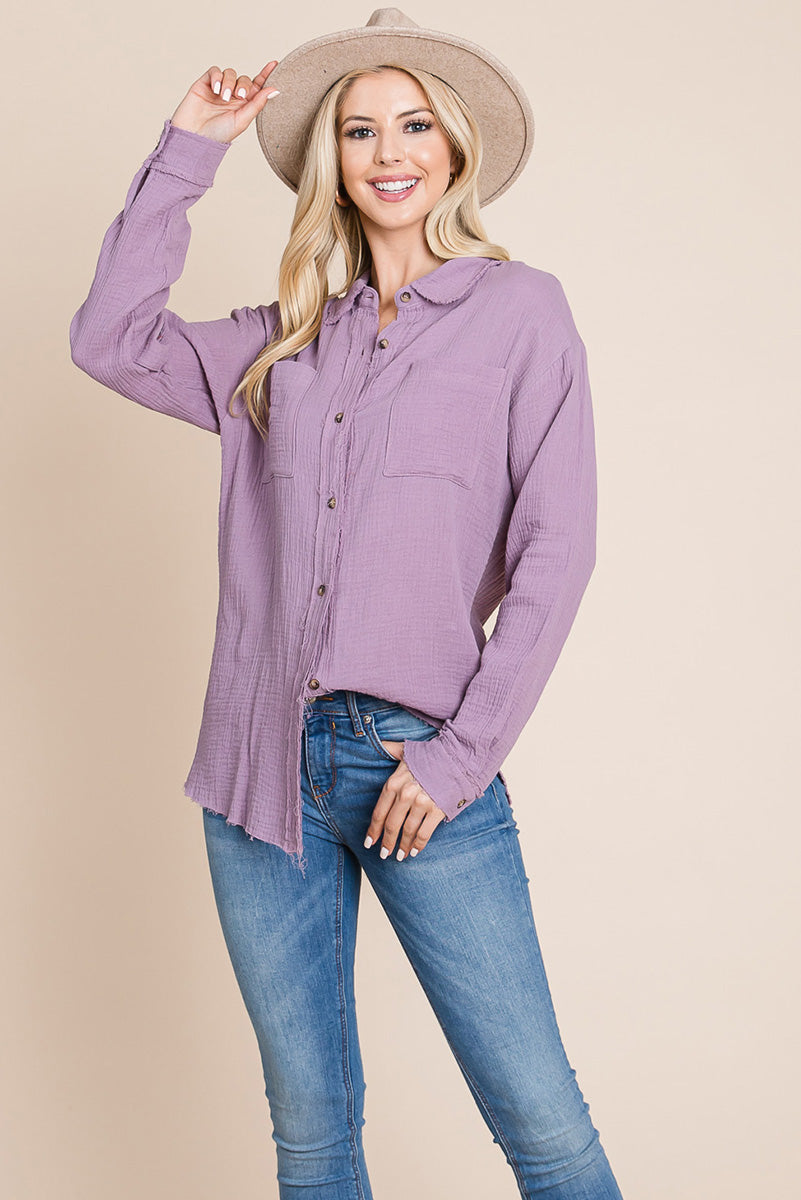 Textured Cotton Gauze Blouse - Fortunate Lemon Shop