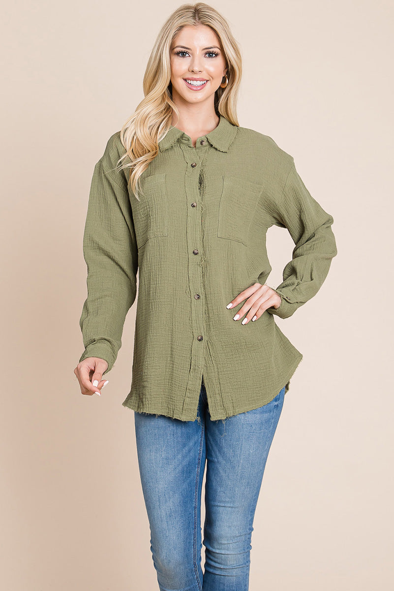 Textured Cotton Gauze Blouse - Fortunate Lemon Shop